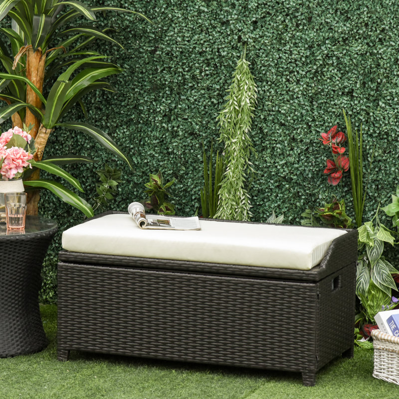 Banc de rangement imperméable en métal, Gris foncé, Beige