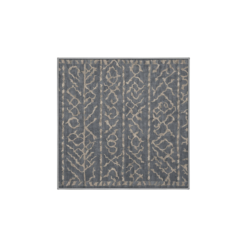 Machine Washable Gray Area Rug, Square 5'