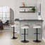 Tabouret de bar réglable en métal, bois gris clair et similicuir blanc avec repose-pieds arrondi en T - ensemble de 2-125535719
