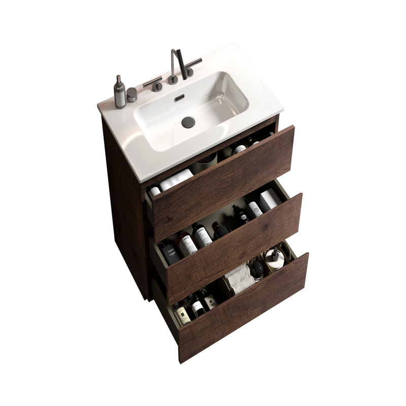Meuble-lavabo moderne en noyer Vanarsdale, 24"