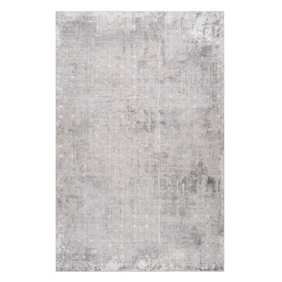 5' X 8' Gray and Beige Abstract Distressed Area Rug