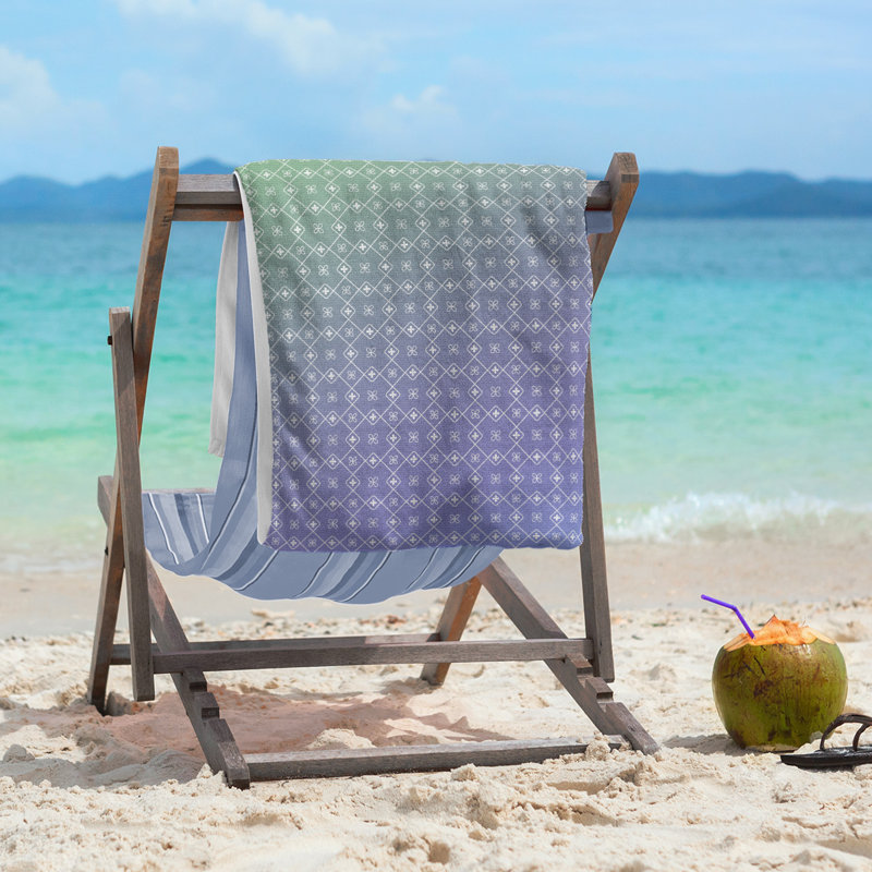 Katelyn Elizabeth Cotton Blend Beach Towel, Green/Indigo
