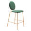 Ensemble de deux chaises de bar 26 po en velours vert et or et acier