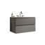 Meuble-lavabo mural gris de 30 po avec lavabo en céramique et trois trous de robinet, grand meuble-lavabo flottant de rangement pour salle de bain moderne, pré-assemblé