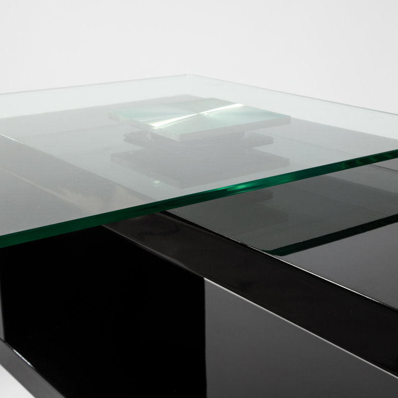 Folden L-Shaped Glass Top Computer Desk, Black