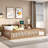Wood Floor Bed With Built-in Storage Cabinets And Usb Ports-1229625476