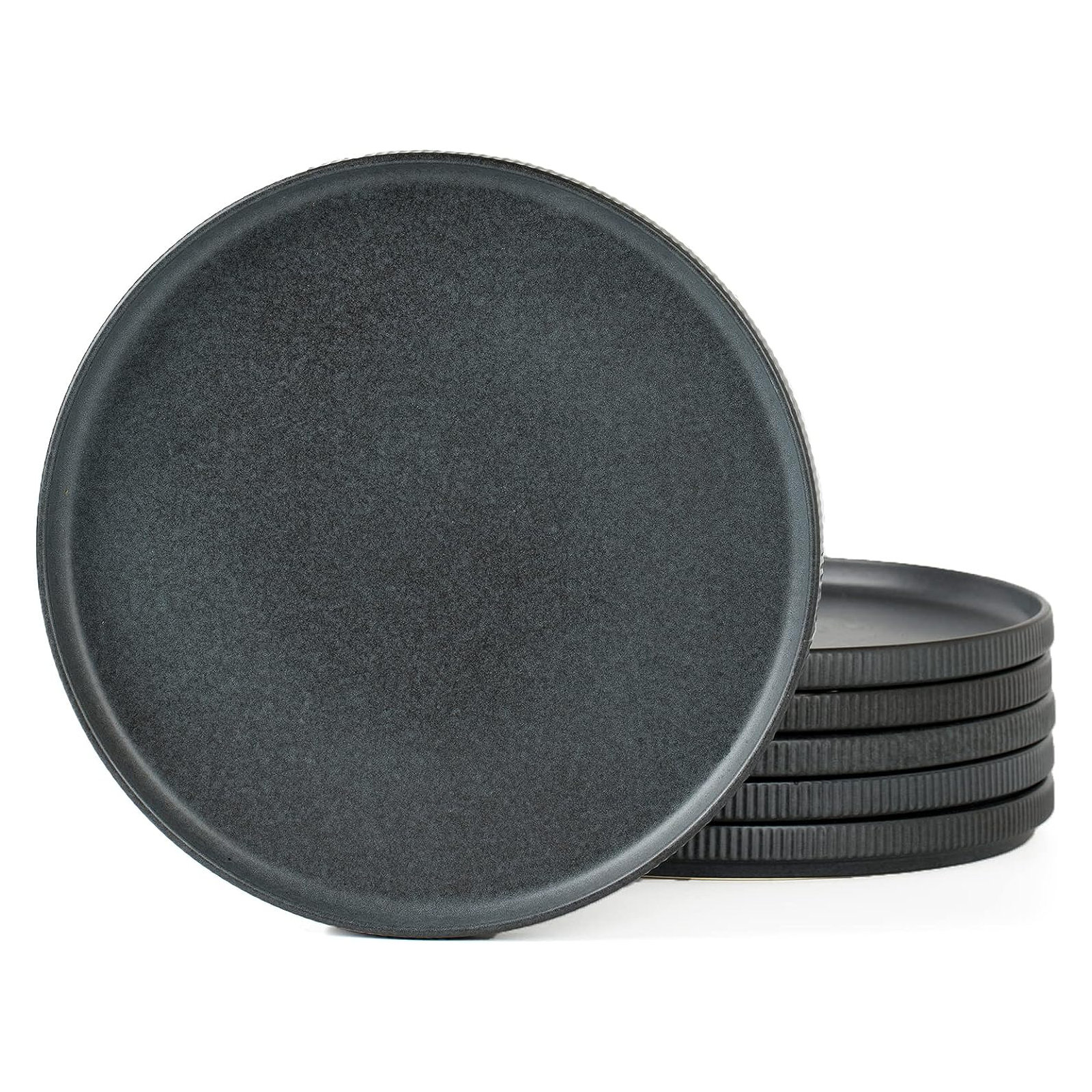 Joss & Main 10" Stoneware Dinner Plate, Matte Dark Charcoal
