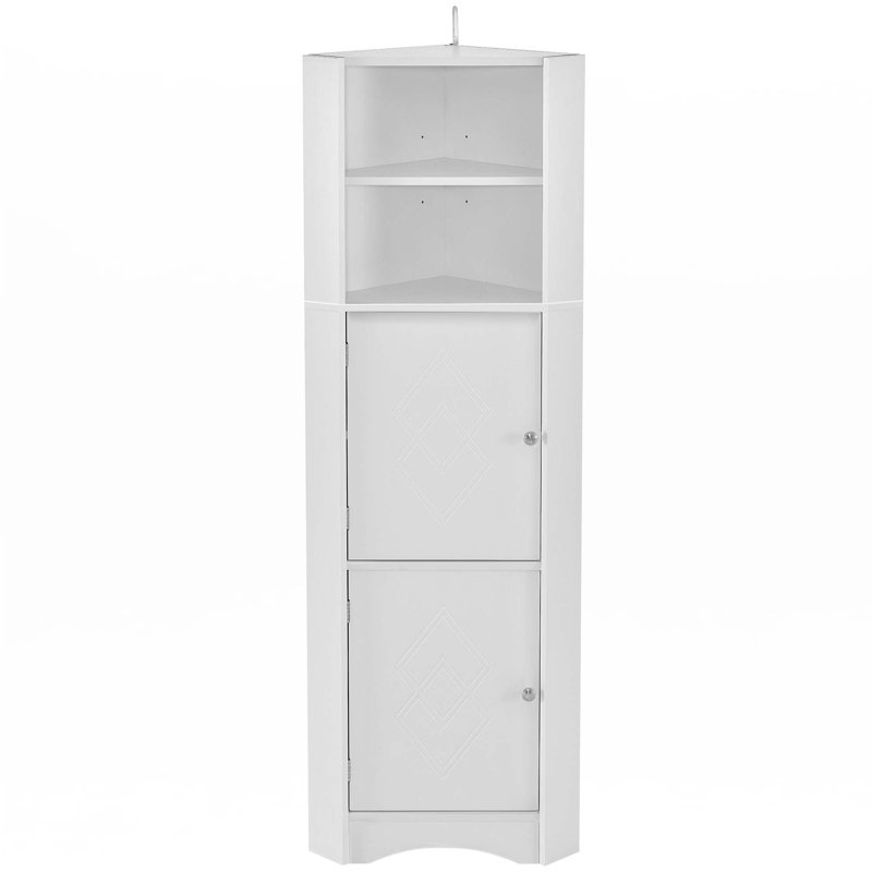 Tall Bathroom Corner Cabinet, White