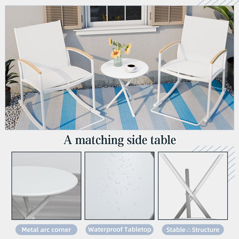 Outdoor Rocking Chair Set, White
