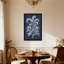 Plantes et fleurs, motif floral botanique sur fond bleu marine-950920629-950920624-950920625