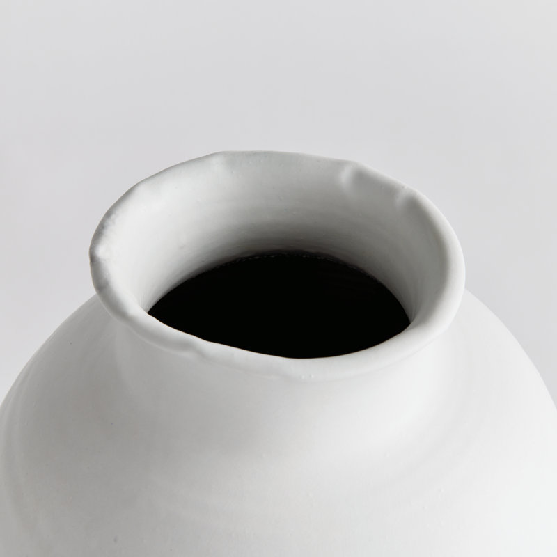 Ambretta Handmade Terracotta Table Vase, 16.75" H x 12" W x 12" D, White