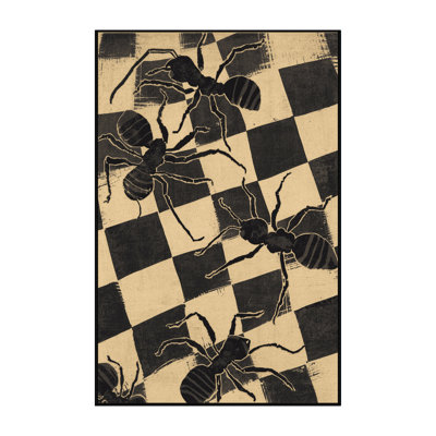 Machine Washable Pantelia Ant Retro Checkered Rug in Black – Black Binding