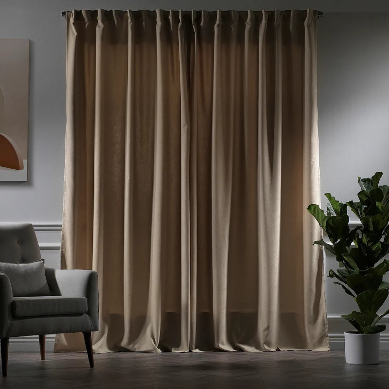 Extra Long & Extra Wide Decorative Curtain Single Panel, Beige, 280cm Width x 265cm Drop