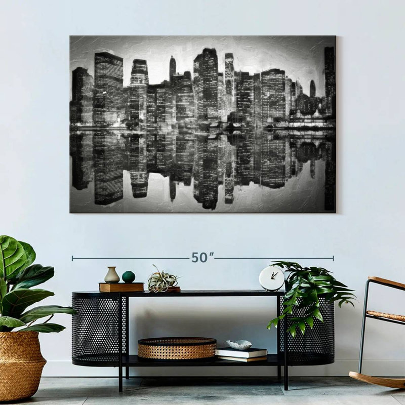 Sireci Abstract Skyline BW, 34" H x 51" W