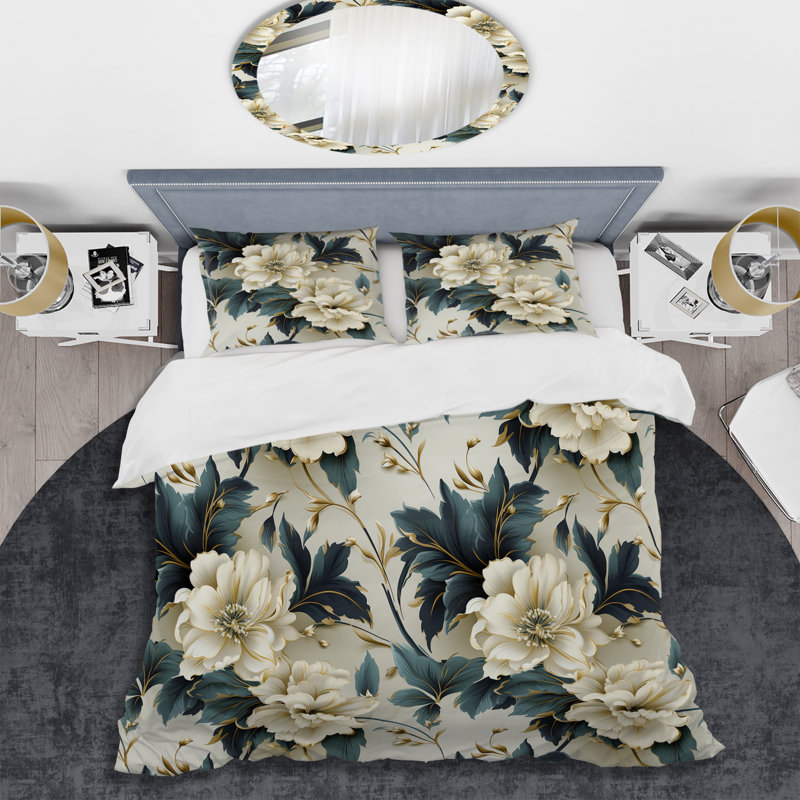 Ensemble de housse de couette Contemporary Motifs Victorian, Housse de couette pour grand lit et 2 taies décor
