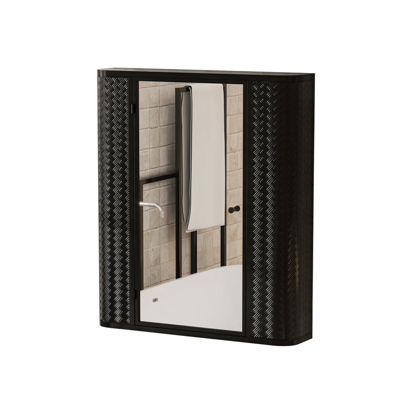 Armoire à miroir murale à une porte pour salle de bain, style rustique antique, 2 tablettes, coiffeuse, finition à l'eau, installation stable pour la salle de bain avec miroir, tablettes intérieures, moderne