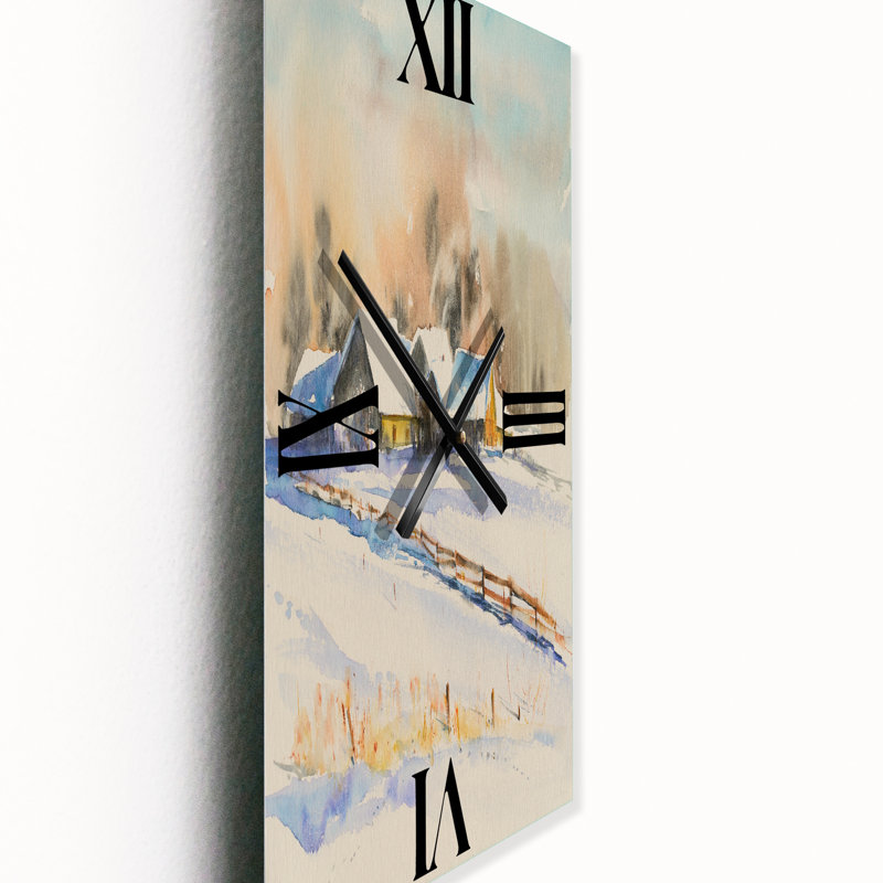 Horloge murale petit village au coucher du soleil Covewith, Petit