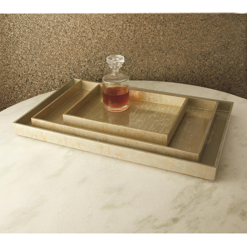 MDF Decorative Tray, 2.25" H x 18" D x 18" D, Champagne Silver