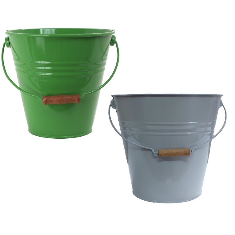 Ensemble de seaux en métal Fun, Vert / gris pâle