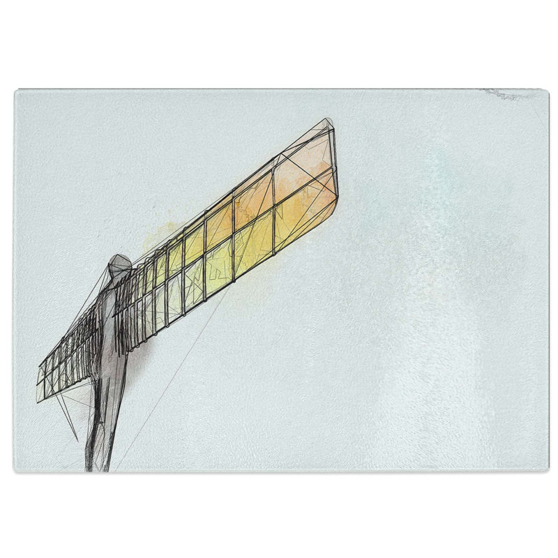 Tempered Glass Angel of the North in Gateshead Chopping Board, 28.5 cm W x 20 cm L