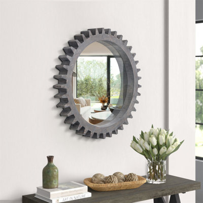 Effet de miroir décoratif en forme de patchwork rétro vintage en bois de 17 po x 17 po avec miroirs de grande taille individuellement sur des murs d'art, vendu individuellement (brun foncé antique) [Identique à W1445P171260]