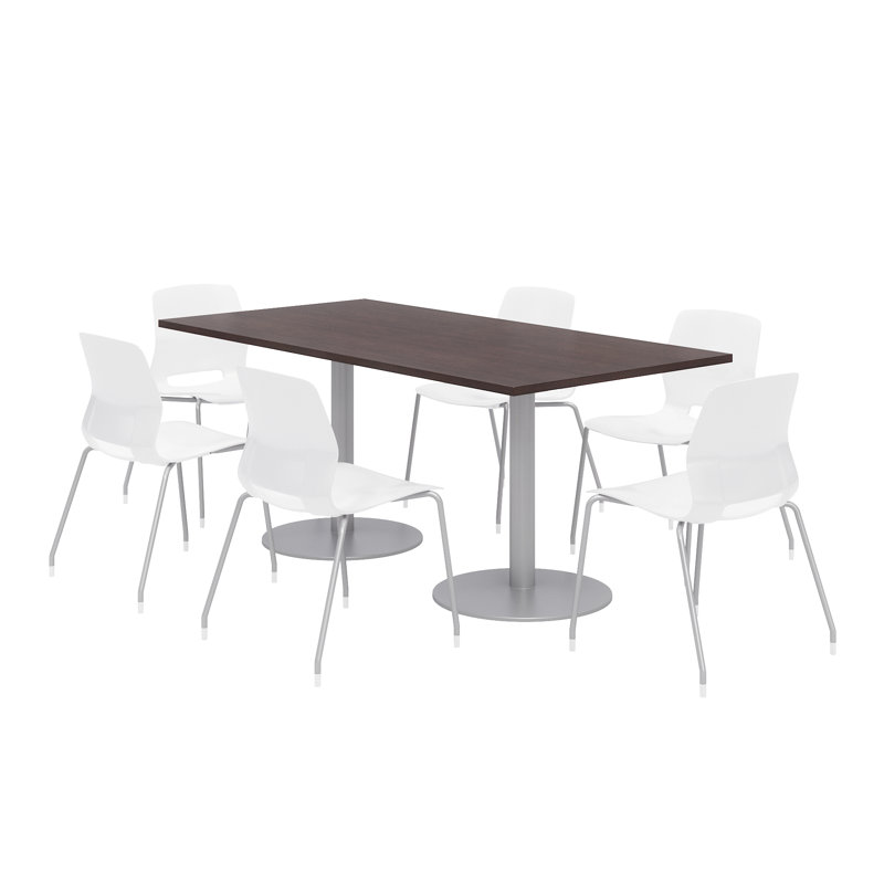 Ensemble de table de salle à manger rectangulaire 72 "et chaise, Espresso, Blanc