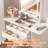 Vanity Set for Small Bedrooms - Small Space Makeup Vanity with Stool, Compartmentalized Drawers & 20cm Foldable Side Tables