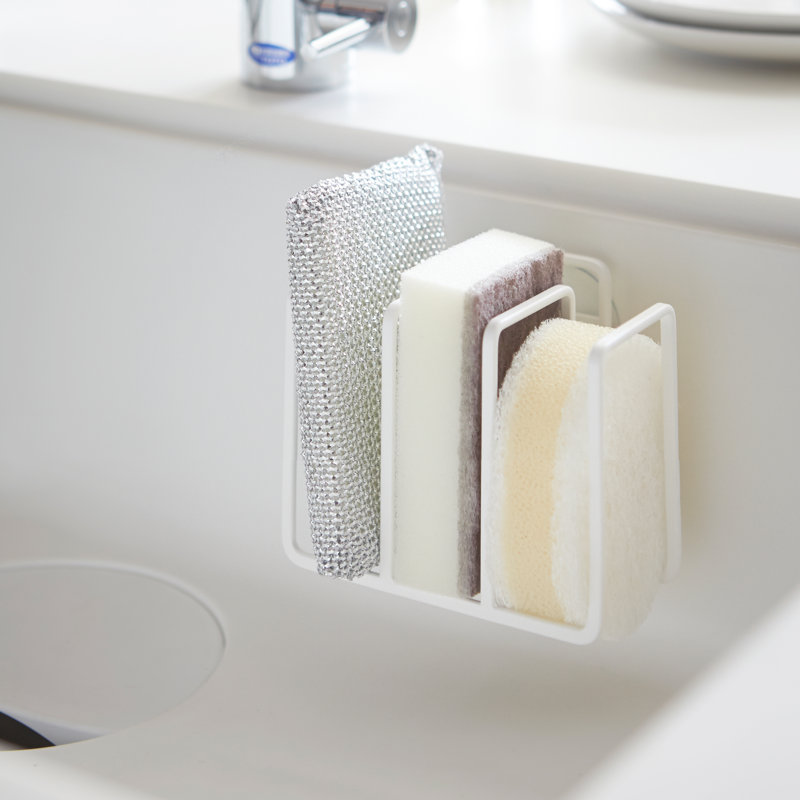 Yamazaki Home 3 Sponge Holder, Steel Rack Organizer For Kitchen Sink, Steel, Water Resistant