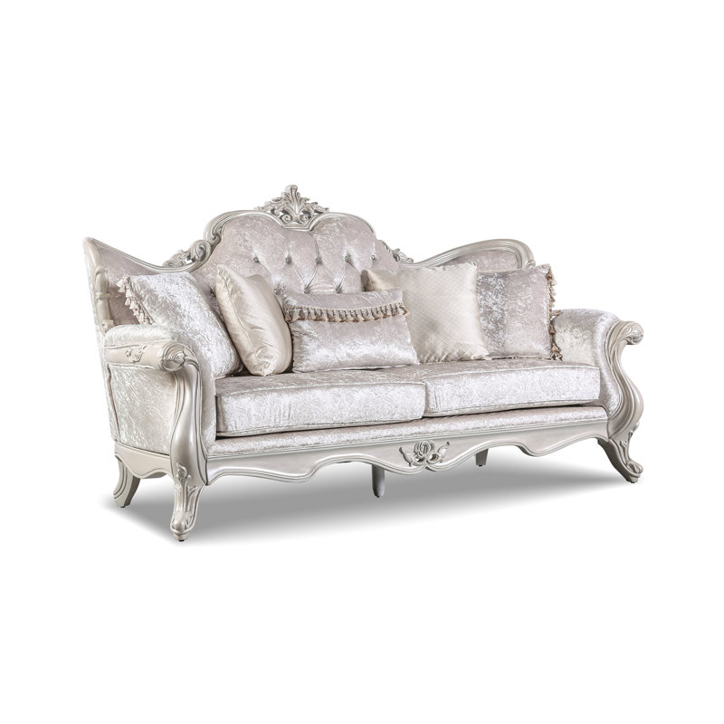 Canapé rembourré 84,5 po Tarver, Blanc, Polyester blanc