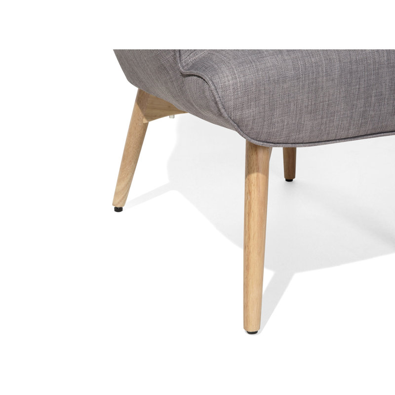 Linda Upholstered Armchair with Footstool, Light Grey