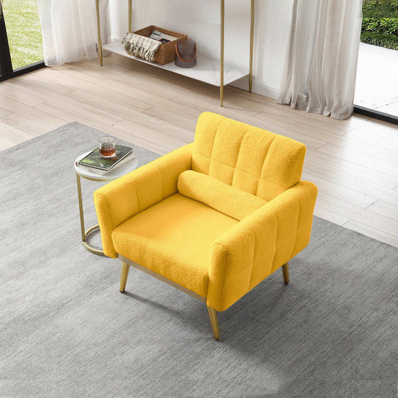 Méridienne capitonnée de 30 po de largeur, Tissu jaune