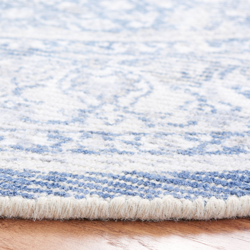 Restoration Vintage Hand Loomed Wool/Viscose Oriental Rug in Blue, Runner 2'3" x 9'