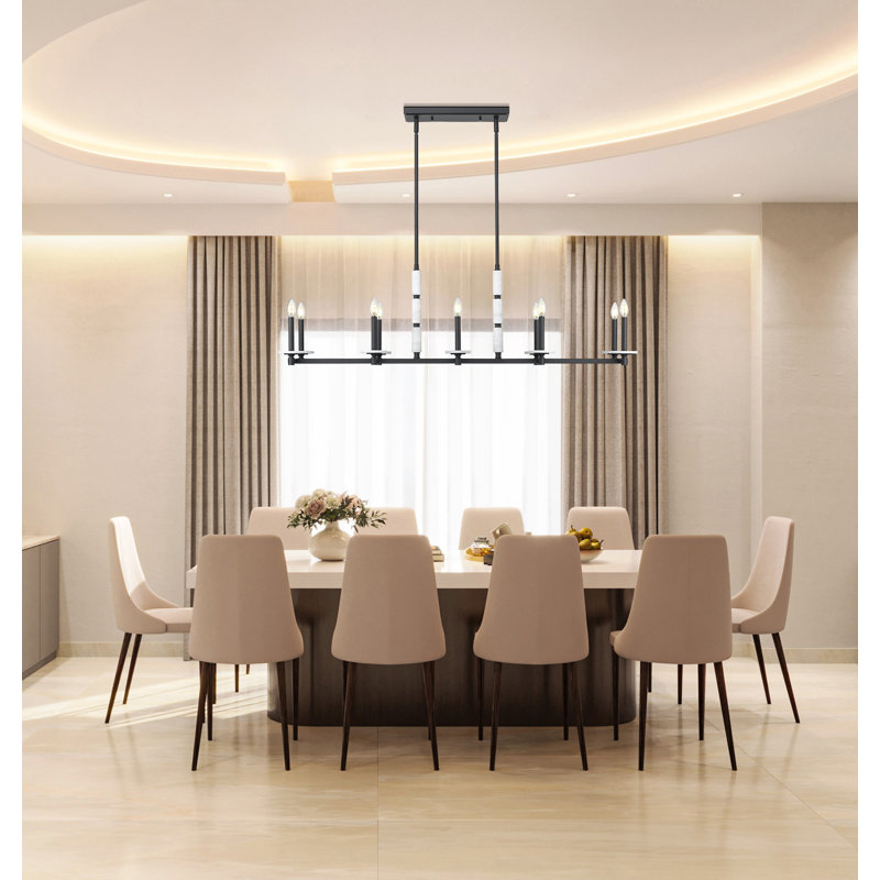 Lustre linéaire moderne Burdine, Noir mat, 10 lumières, H 16 po x l 12 po x P 56 po