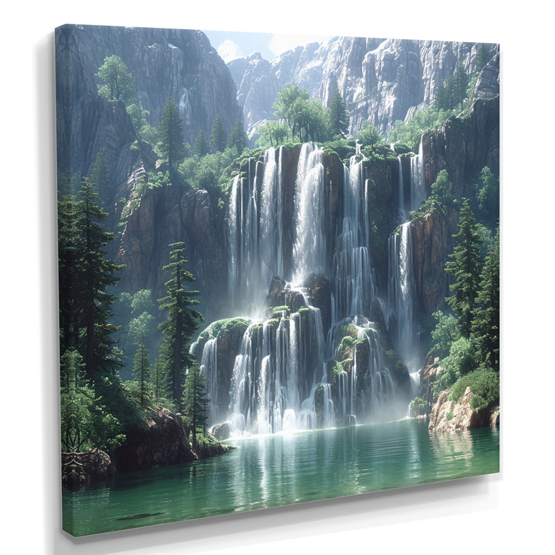 Claypoole - cascade, art mural, H 30 po x l 30 po x P 1 po, Toile tendue