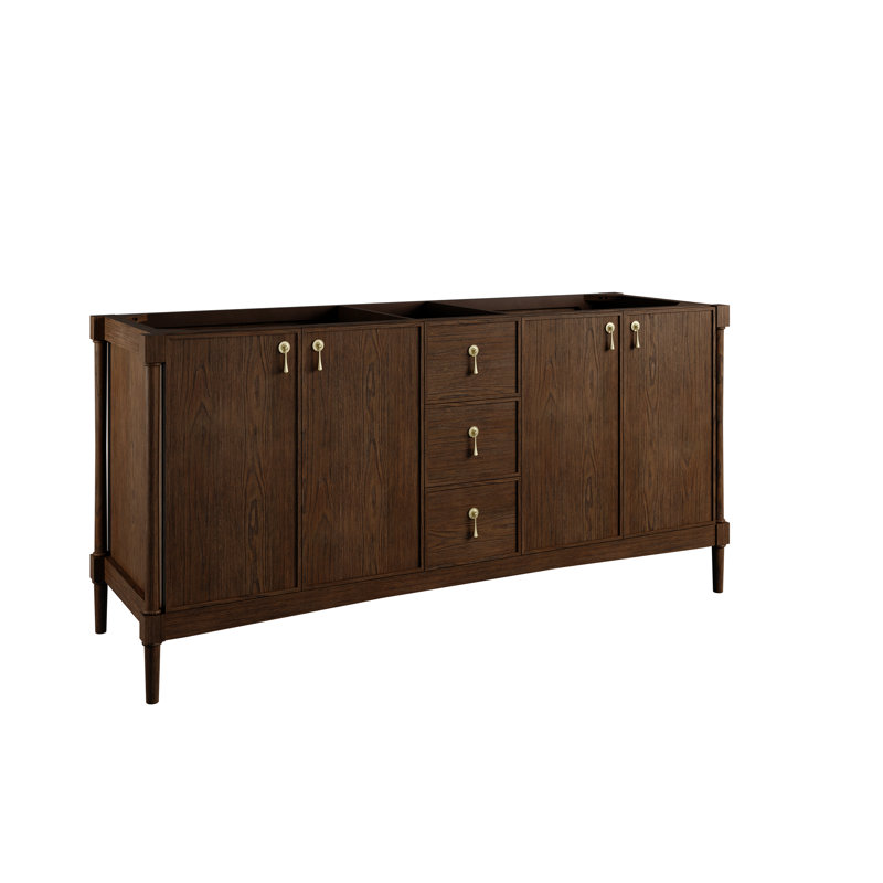 Kinnsden 72" W Double Vanity Base, Sable Oak