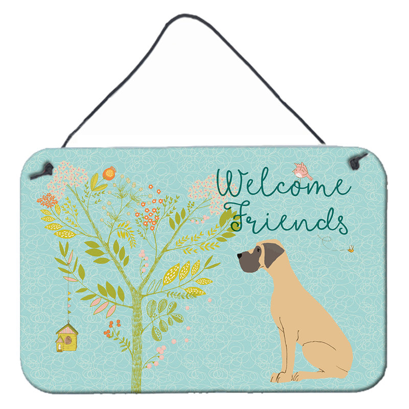 Décoration murale "welcome friends springer épagneul, Brun clair / Vert, Welcome Friends Springer Spaniel, Grand danois fauve