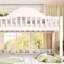 Lit superposé simple au-dessus de grand lit simple avec tiroirs de rangement, garde-corps courbé chic et tablettes de rangement latérales, cadre de lit superposé en bois massif avec échelle, pas de sommier tapissier nécessaire. Beige-577803153