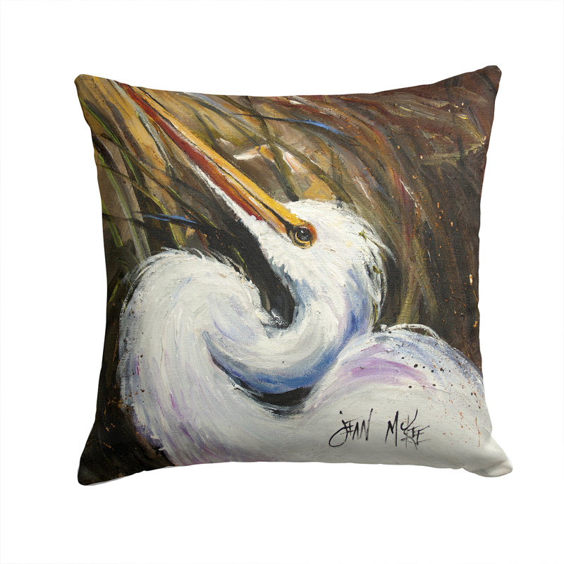 Coussin intérieur/extérieur White Egret, H 14 po x l 14 po x P 4 po