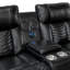 Ensemble de canapé noir luxueux 2 pièces avec causeuse inclinable électrique à DEL avec ports de charge et porte-gobelets avec chargeur sans fil et haut-parleurs-137635334