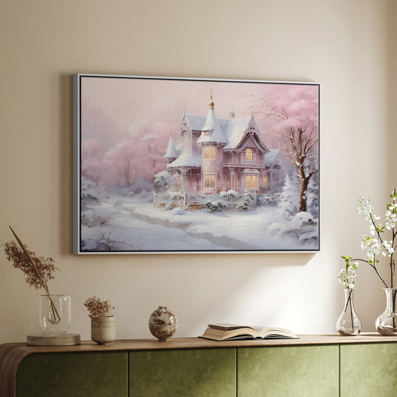 Paysage rétro - CXCV, H 25 po x l 37 po x P 2 po, Toile encadrée flottée blanche