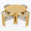 Ensemble de salle à manger 5 pièces pour l'extérieur en bois d'acacia avec chaises tonneau rembourrées, parfait pour la terrasse moderne et les rassemblements de jardin