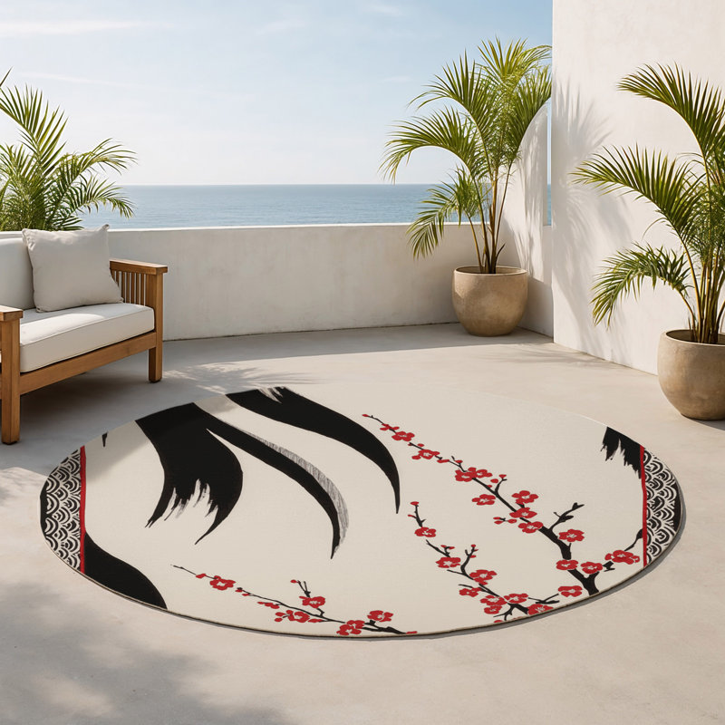 Tapis intérieur et extérieur Sakura Serenade, Rond 5 pi