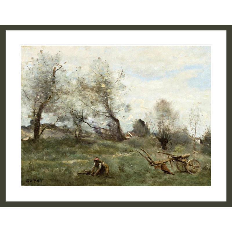 La Charrue par Jean-Baptiste-Camille Corot, H 32,6 po x l 41,5 po