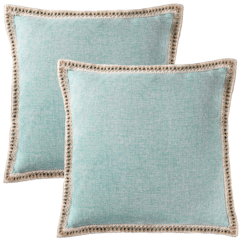 Housse de coussin de couleur, Turquoise, Carré 18 po