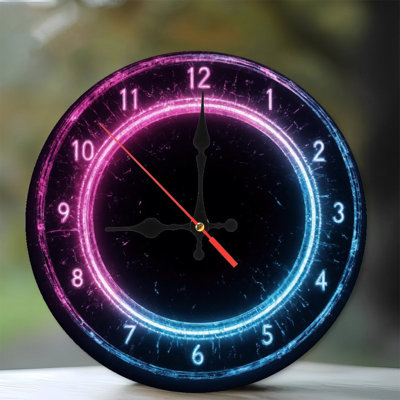 Neon Style Pink Blue Clock Face