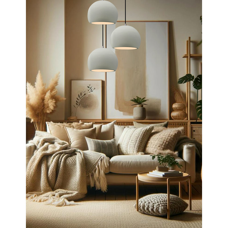 Luminaire suspendu à 1 lumière Aschwin, H 9,25 po x l 12,25 po x P 12,25 po, Bisque, Nickel brossé