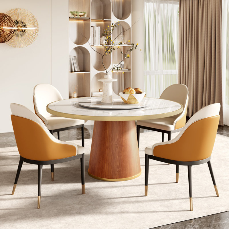 Table de salle à manger Fancy Modern, H 29,52 po x L 59,06 po x l 59,06 po, Blanc / Gris