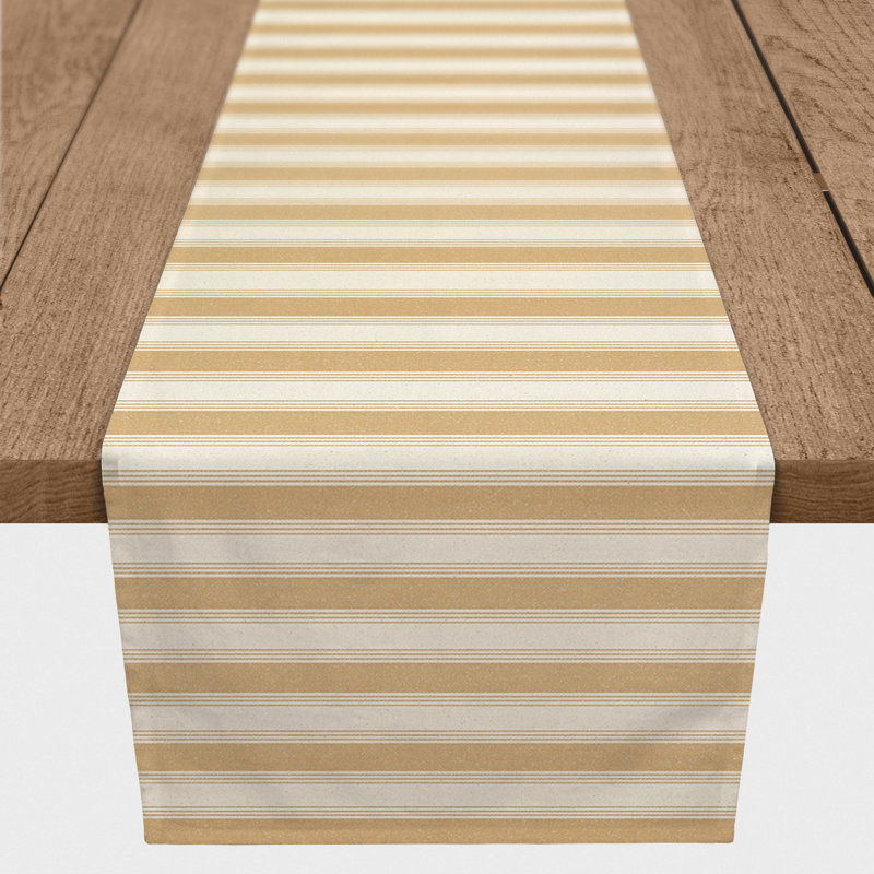 Rectangular Striped Table Runner, 72" x 16", Gold