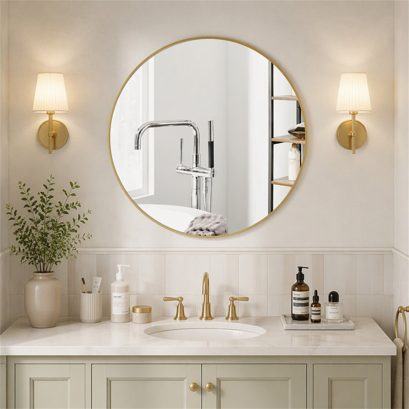Miroir mural Miroir de salle de bain, H 1 po x l 41,73 po, Doré