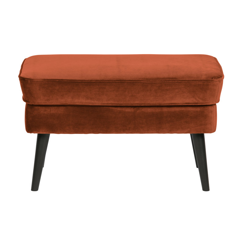 77cm Wide Velvet Rectangle Solid Colour Footstool Ottoman, Rust